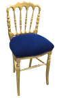 Cadira d'estil Napoléon III tela blava i fusta daurada