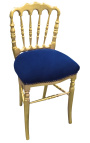 Napoleón III estilo silla tela azul y madera dorada