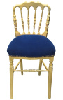Scaun stil Napoleon III stofa albastru si lemn aurit
