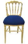 Napoleón III estilo silla tela azul y madera dorada