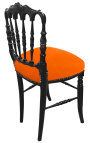 Napoleon III stil stol orange tyg och svart trä - 6
