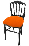 Chaise de style Napoléon III tissu orange et bois noir