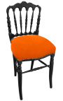 Chaise de style Napoléon III tissu orange et bois noir