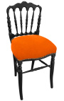Stolička v štýle Napoleon III oranžová látka a čierne drevo