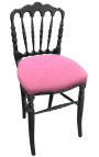 Napoleon III Stijl stoel stof roze en zwart hout - 6