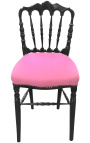 Napoleón III estilo silla tela rosa y madera negra