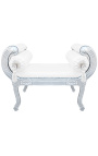 Roman bench white leatherette and silver wood