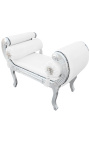 Římská lavice bílá koženka a stříbrné dřevo