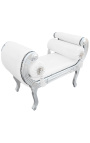 Římská lavice bílá koženka a stříbrné dřevo