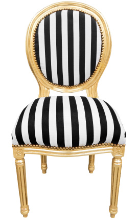 Louis XVI sedie di stile con strisce nere e bianche e legno dorato