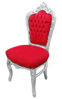 Chair Barroco terciopelo rojo estilo rococo y madera plateada