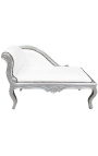 Louis XV chaise longue fehér leaterette és ezüst fa - 12