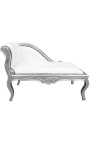 Louis XV silla larga blanca y madera de plata