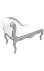 Louis XV silla larga blanca y madera de plata