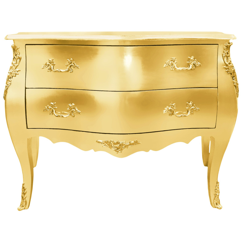 Cassettone barocco di Louis XV Stile legno dorato con 2 cassetti