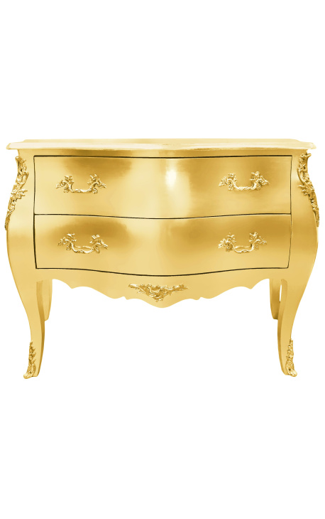 Baroque chest of drawers (commode) of style gold Louis XV with 2 drawers