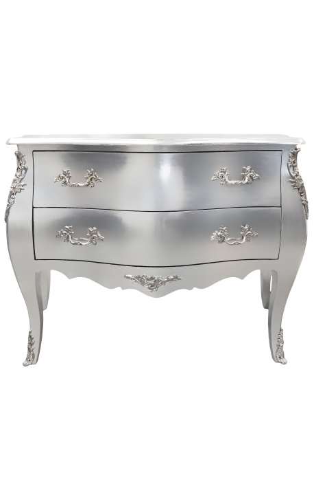 Baroque chest of drawers (commode) of style Louis XV silver bronzes