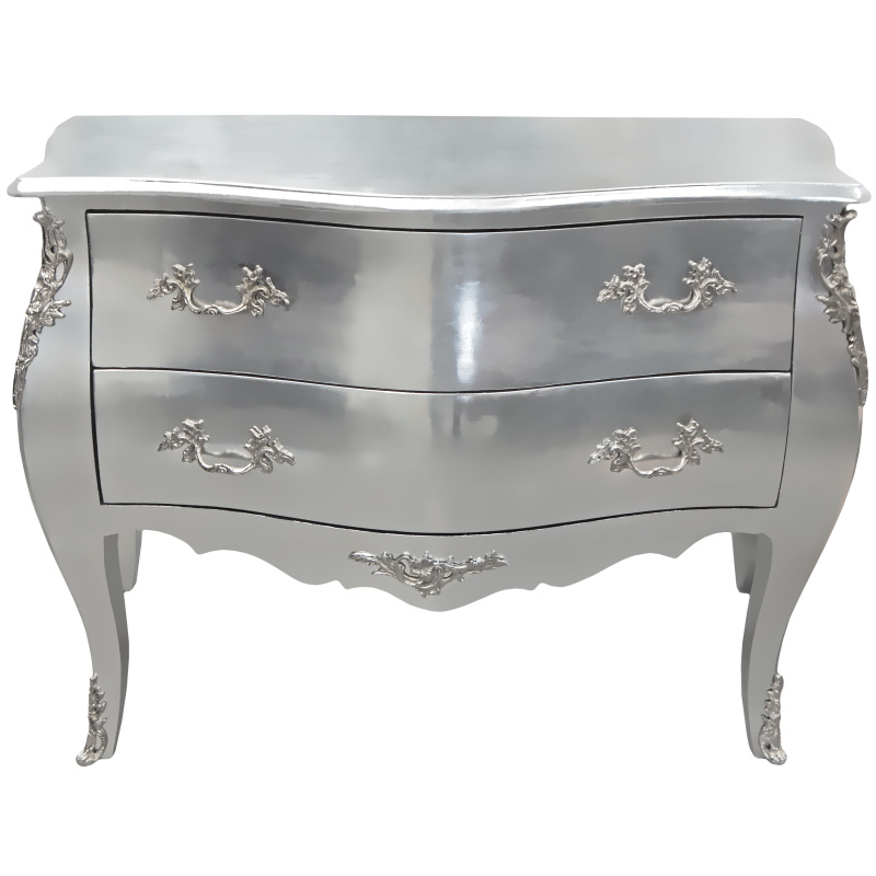 Baroque Dresser Of Louis Xv Style Silver Leaf