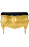 Barokke kast van goud Louis XV zwart top met 2 laden