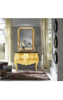 Μπαρόκ συρταριέρα (commode) από χρυσό στυλ Louis XV μαύρο τοπ με 2 συρτάρια