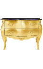 Бароков скрин (комод) в стил злато Louis XV черен плот с 2 чекмеджета