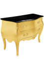 Komoda w stylu barokowym (komoda) w stylu Ludwika XV złoty czarny top z 2 szufladami