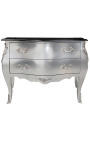 Commode baroque de style Louis XV argent et plateau noir