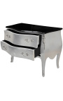 Louis XV style chest of drawers with silver leaf and black top