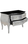 Louis XV style chest of drawers with silver leaf and black top