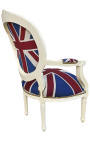 Armchair barock stil av Louis XVI "Union Jack" och beige wood