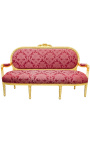 Canapé de style Louis XVI satiné rouge aux motifs "Gobelins" et bois doré