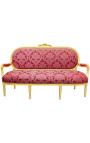 Louis XVI style sofa in red satin with "Gobelins" with gilded wood