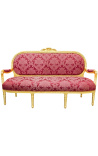 Louis XVI stil soffa i röd satin med Gobelins med förgyllt trä