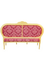 Canapé de style Louis XVI satiné rouge aux motifs "Gobelins" et bois doré