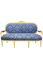 Louis XVI stijl sofa in blauw satin met "Gobelins" met gilded hout