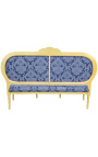Louis XVI stila sofas zilā satīnā ar "Gabaliņi" ar aukstu kokvilnu