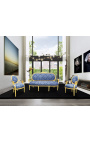 Louis XVI stijl sofa in blauw satin met "Gobelins" met gilded hout