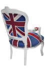 Poltrona barroca em estilo Louis XV "Union Jack" e madeira prateada