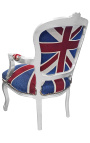 "Union Jack" baroque armchair of Louis XV style and silvered wood