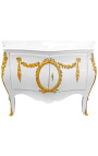 Commode buffet baroque style of Louis XV white with gold bronzes