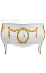Comodă de bucătărie stil baroc de Louis XV alb cu bronzuri de aur