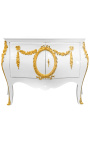 Buffet-barokkityylinen Louis XV valkoinen lipasto kultapronssilla