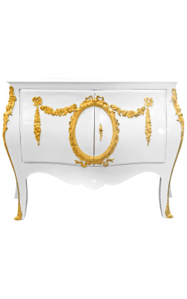Vestidor lateral estilo barroco de Louis XV blanco con bronces de oro