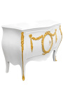 Credenza in stile barocco Louis XV bianco con bronzo oro