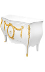 Comodă de bucătărie stil baroc de Louis XV alb cu bronzuri de aur