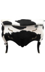 Chest of drawers Louis XV style real black cowhide 2 drawers