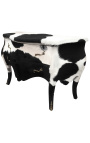 Comò barocco Louis XV stile vera mucca nera 2 cassetti