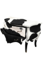 Kumode Luija XV stilā īstas melnas govs ādas 2 atvilktnes