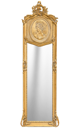 Psiche speculare Louis XV stile dorato con profilo femminile