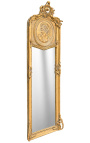 Spogulis psihe Luija XVI stilā zeltīts ar sievietes profilu